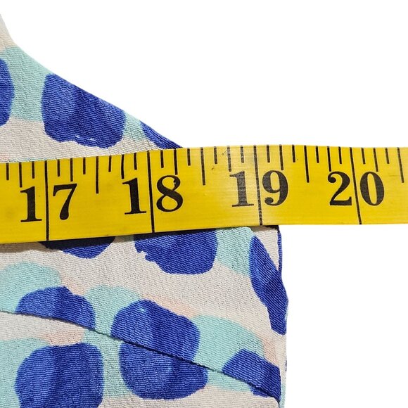 Kate Spade Blue White Sleeveless Layered Blouse Med Artsy Polka Dot Summer Top - Picture 14 of 15